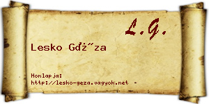 Lesko Géza névjegykártya